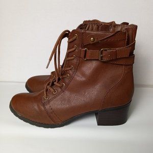 Brash Boots Women's Brown Ankle High Heeled Zip and Lace Boot Size 11